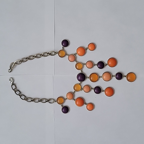 Purple and orange stone necklace. - Picture 1 of 5